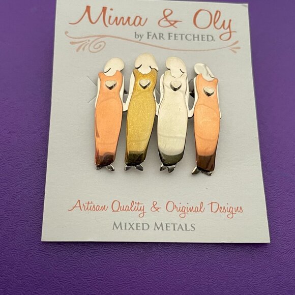 Mima & Oly Jewelry - Mima & Oly Four by Far Fetched Sisters  Mixed Metals Brooch
